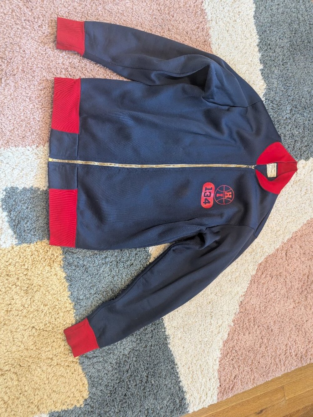Vintage Champion Products USA Basketball 134 Track Jacket XL Navy Red